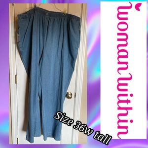 Woman within 36w tall elastic waist jeans